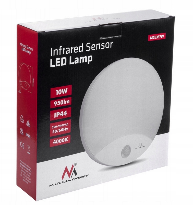 Lampa Led 10W czujnik ruchu na podczerwień IP44