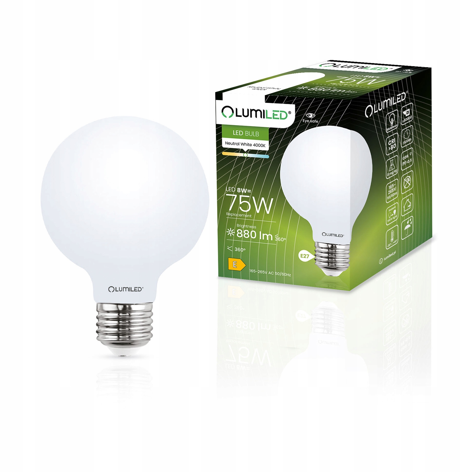 Żarówka Lumiled 8W 75W 4000K 880lm E27