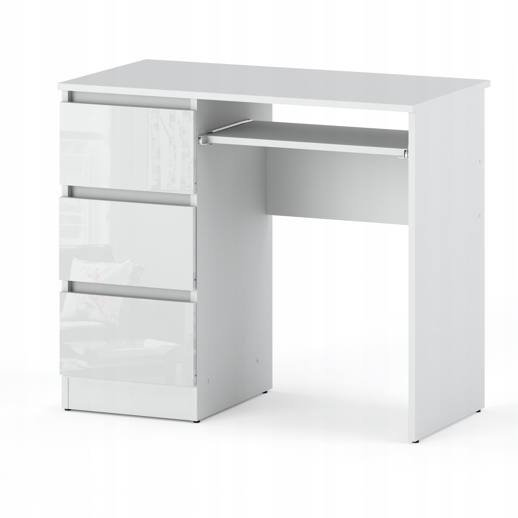 Biurko Komputerowe Szkolne 3 Szuflady Białe Połysk