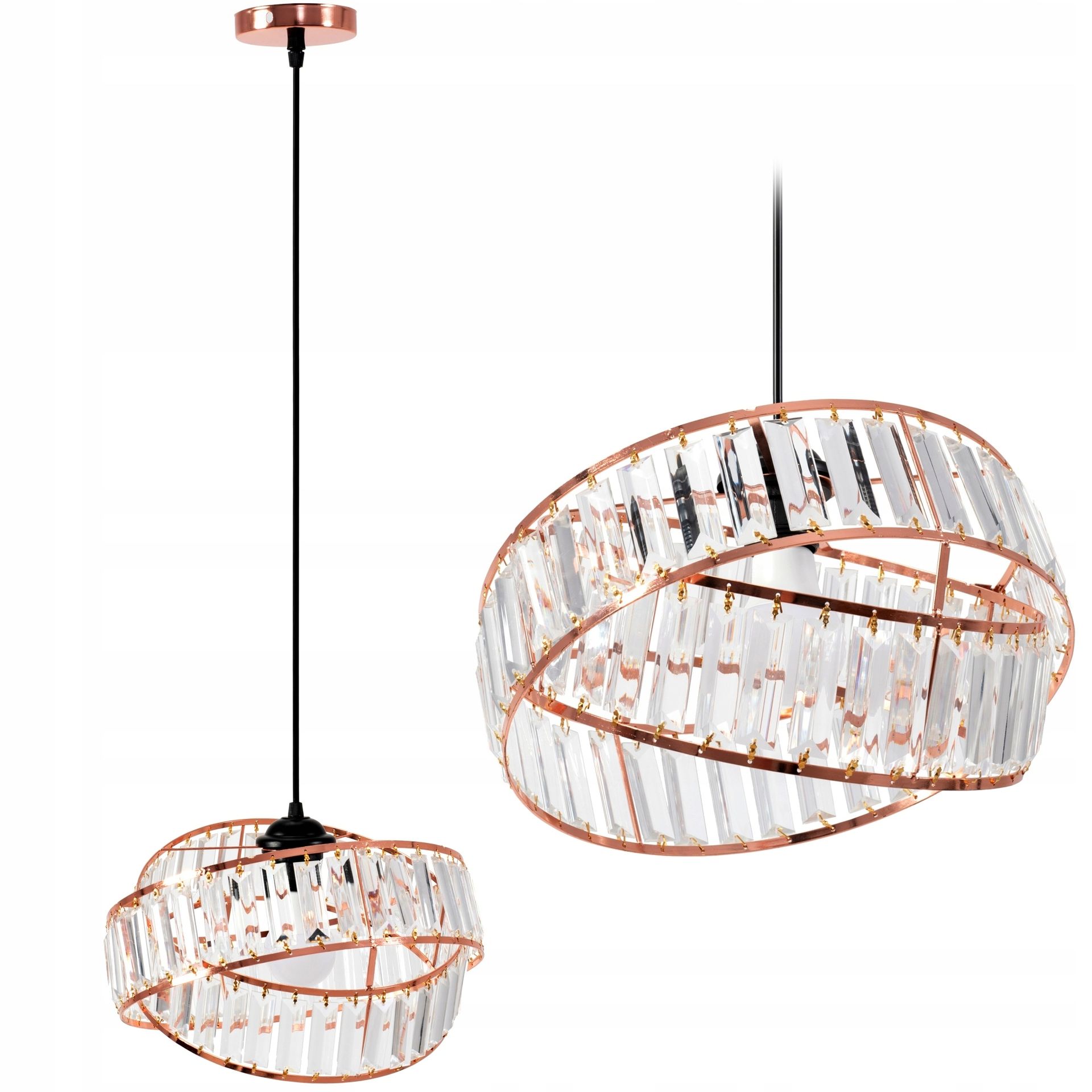 Lampa Wisząca Glamour Kryształowa Rose Gold E27