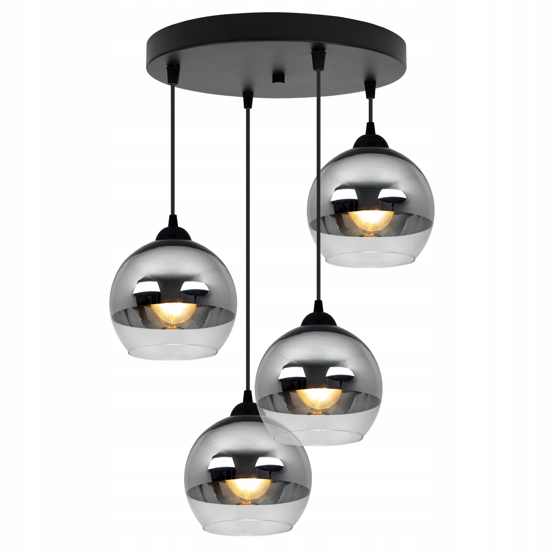 Lampa Wisząca Żyrandol Sufitowa Plafon Szklany Klosz Srebrny