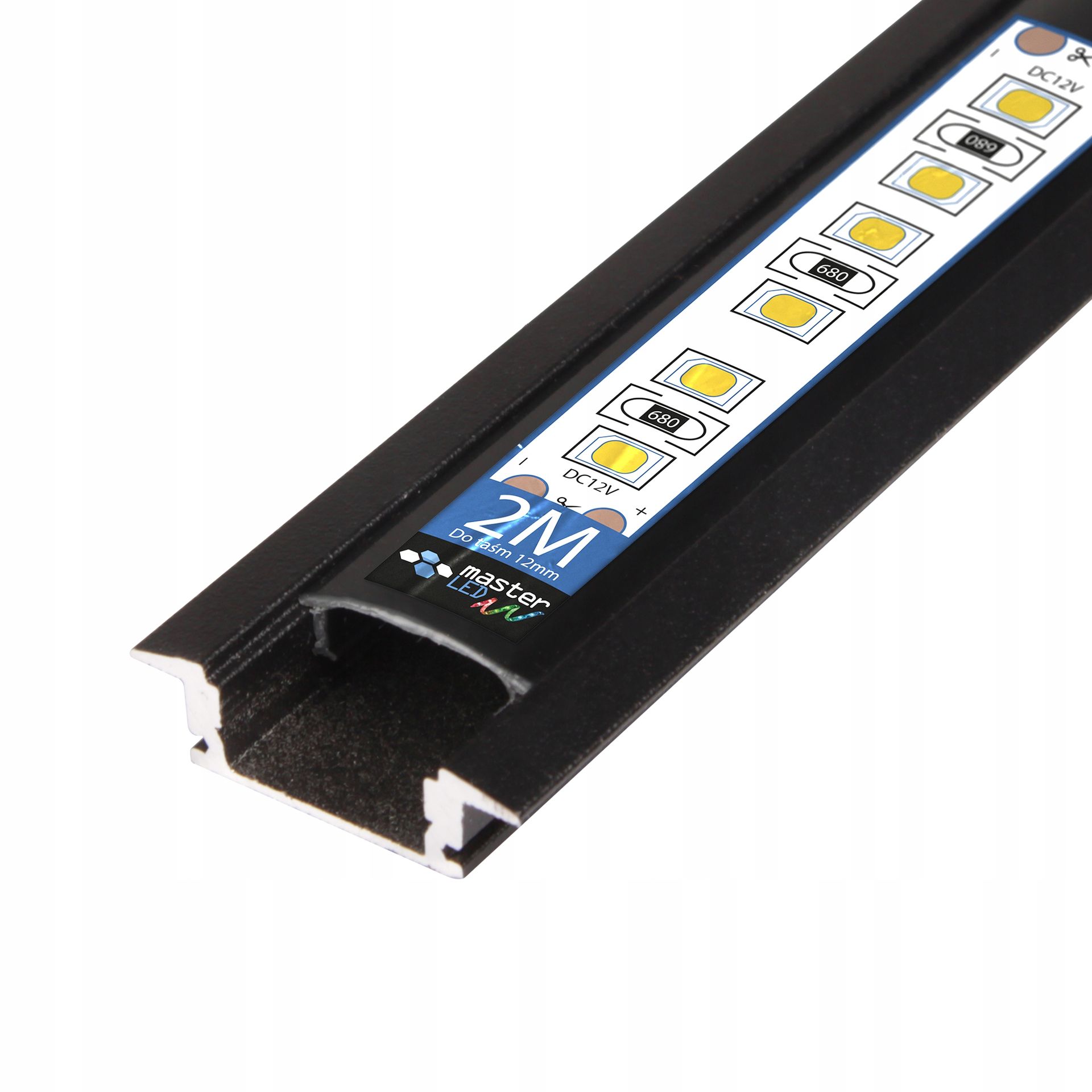 profil Led aluminiowy Taśmy Z Kloszem 2m wpuszczany klosz