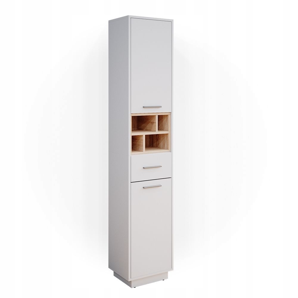 Szafka łazienkowa Regał z otwartą półką szufladą drzwiami Wysoka Wąska