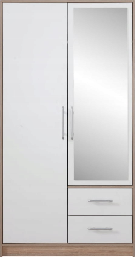 Szafa Biała z Lustrem do Sypialni Smart