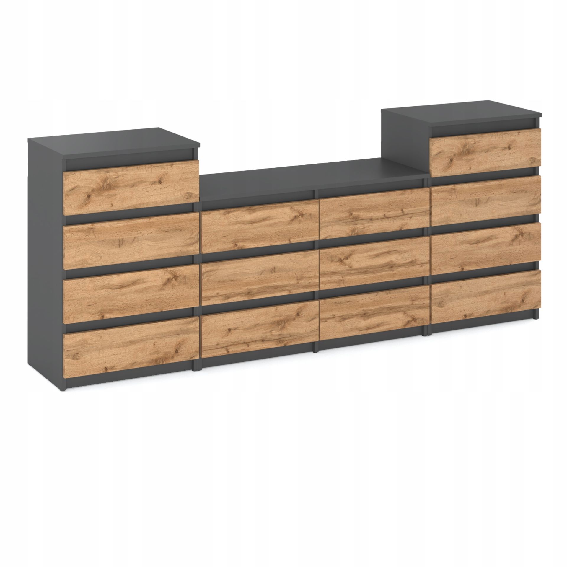 Duża Komoda Z Szufladami 220CM 14 Szuflad Meble Do Salonu Szafka Rtv Pod Tv