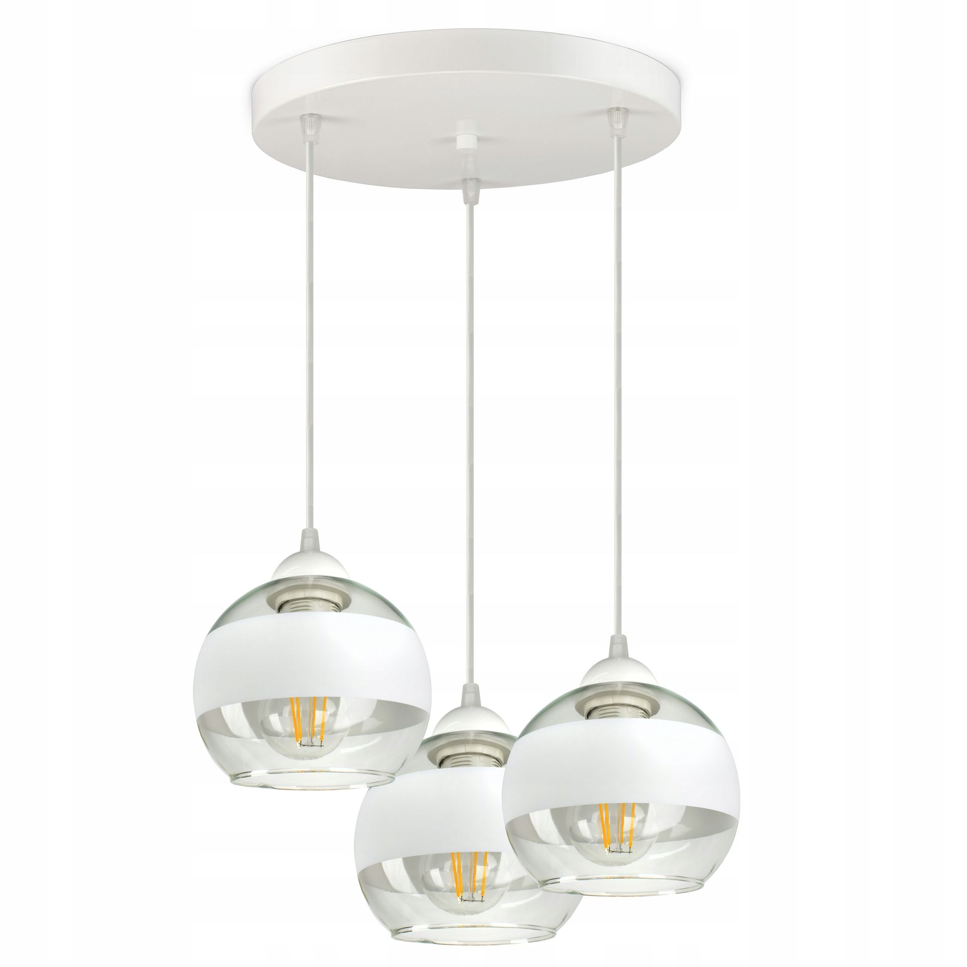 Lampa Wisząca Sufitowa Żyrandol Biała Szklane Kule White Belt EZ3 Led E27