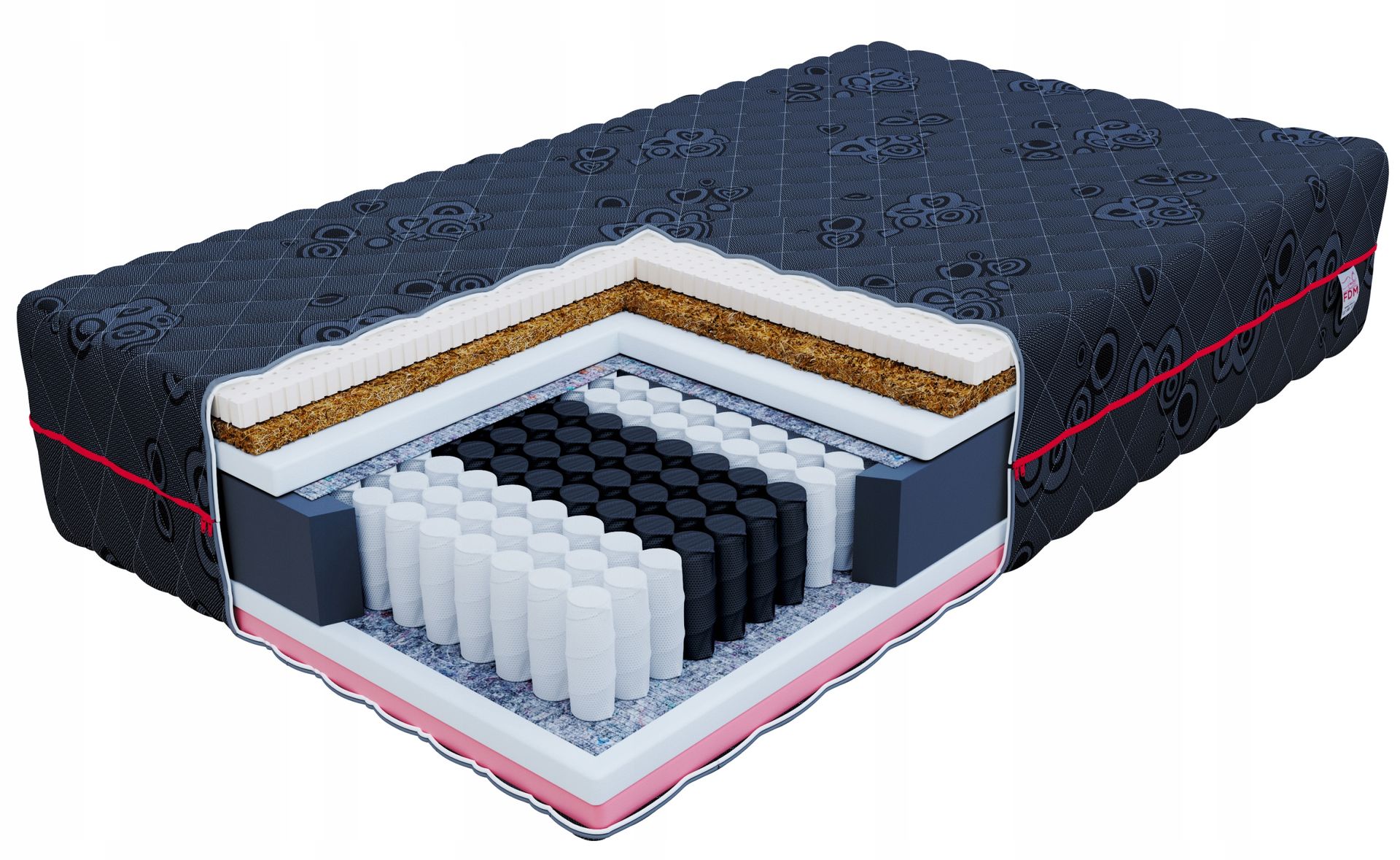 Materac 160x200 visco kokos lateks Fdm Black