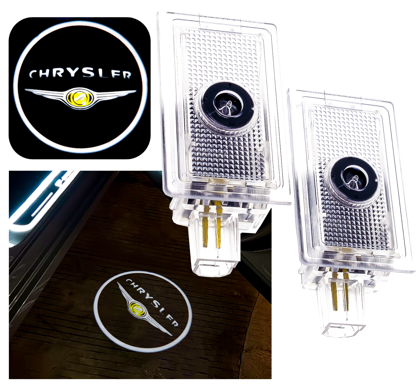 Zestaw 2x Led Projektor Logo Chrysler 300 300C LD LX Lampka Drzwi Hologram