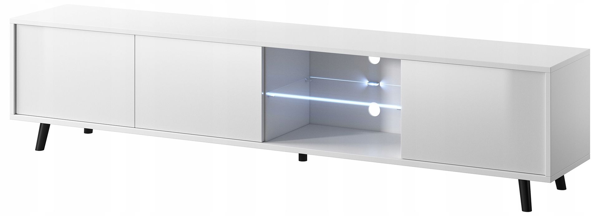 Szafka Rtv Galhad Biały mat Biały połysk