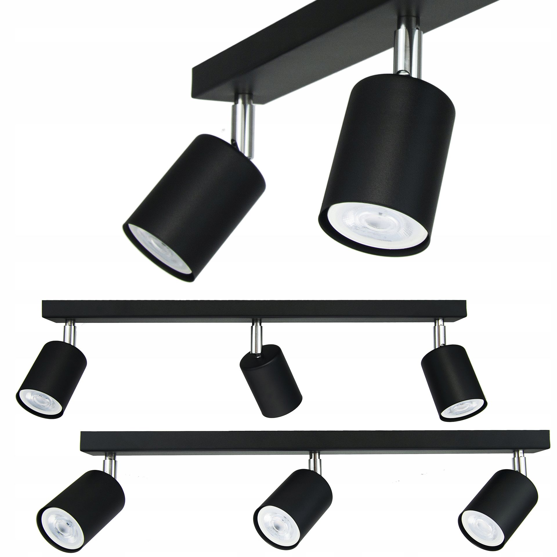 Lampa GU10 Spot Czarna Listwa Led Sufitowa Oprawa Halogenowa Ruchome Punkty