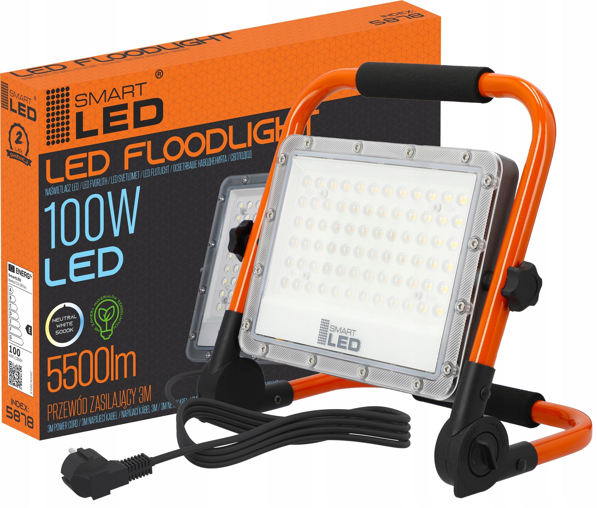 Halogen Led naświetlacz przenośny 3m 50W Premium lampa robocza na stojaku