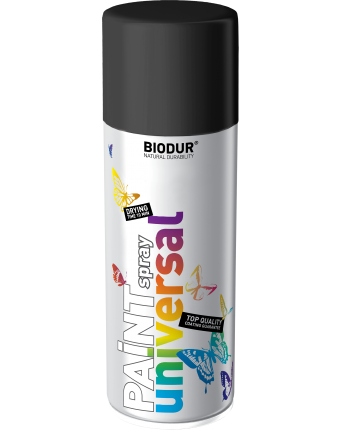 Spray Sprej Czarny Połysk Ral 9005 Biodur Szybkoschnący Farba Emalia 400ML