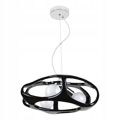 Czarna designerska lampa Amano reprezentacyjna do salonu białe klosze