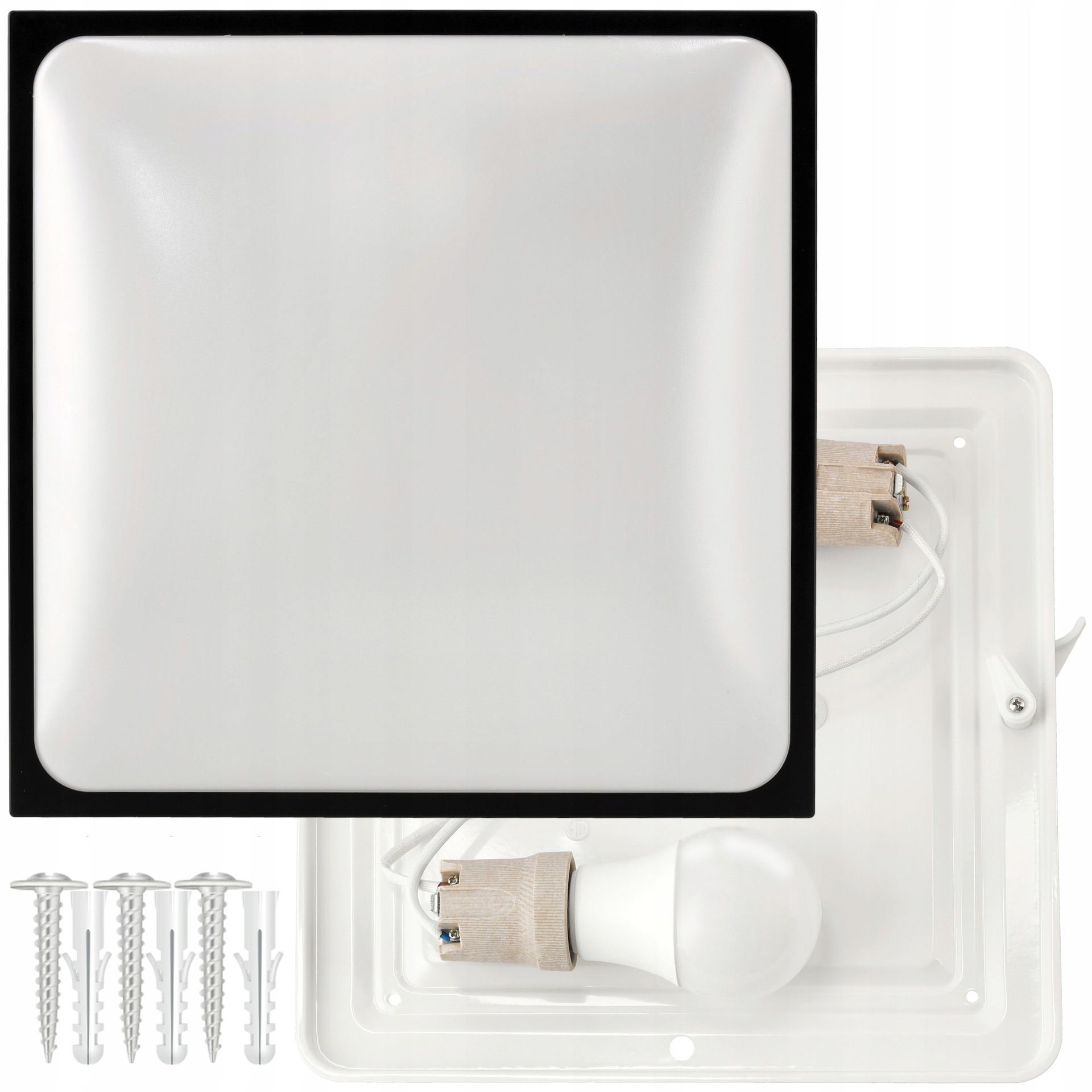 Lampa Sufitowa Plafon Led 2x E27 Kwadrat Czarny Natynkowy Oprawa Sufitowa