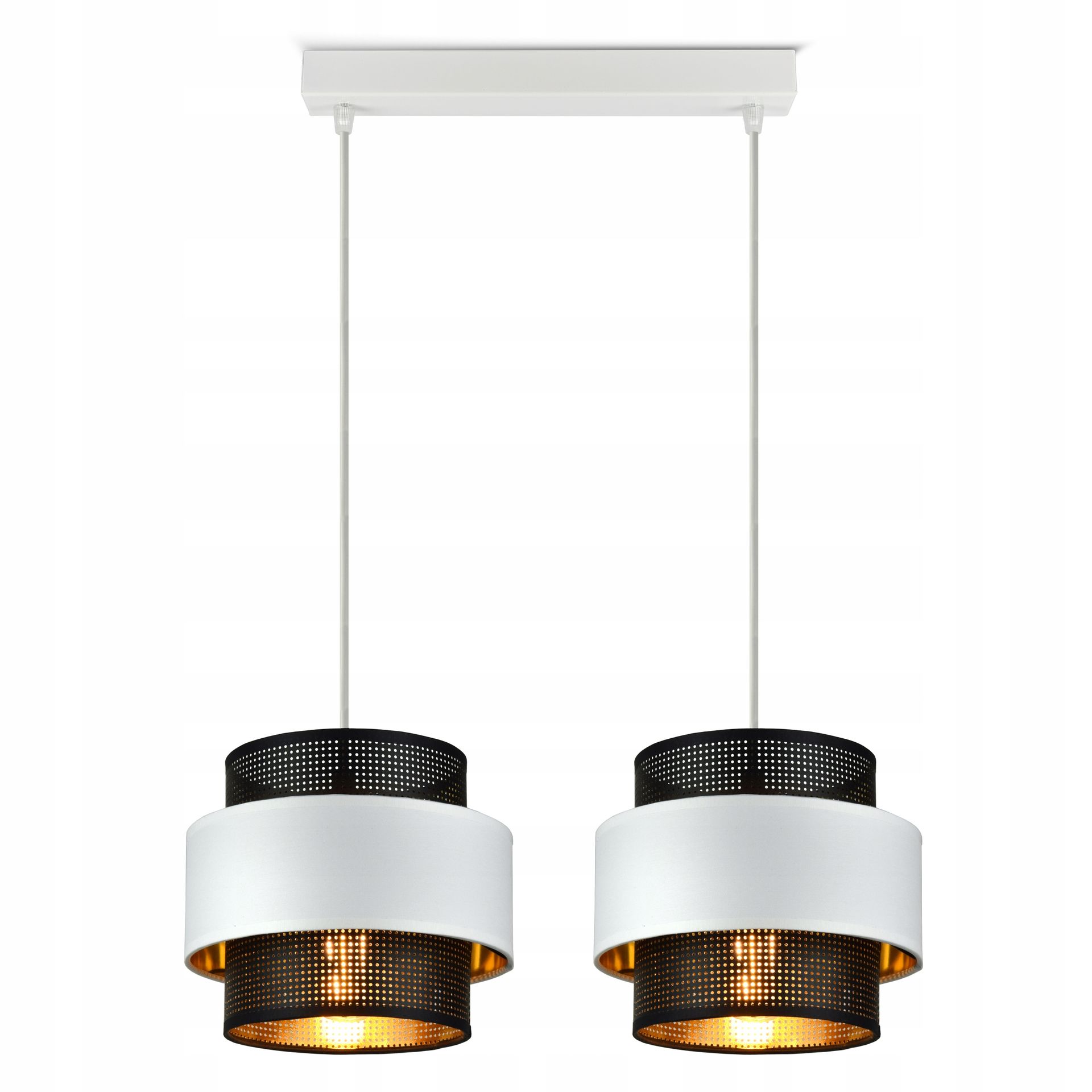 Lampa Wisząca Żyrandol Glamour Biała Czarna Złota