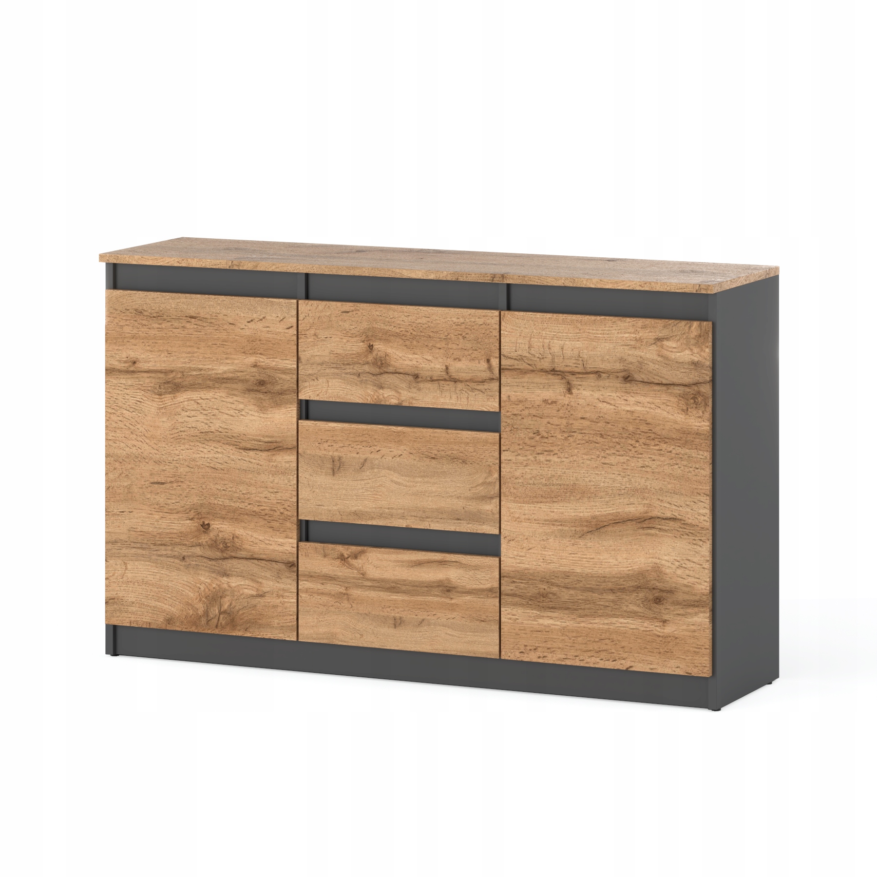 Duza Komoda z szufladami Antracyt Wotan Szafka Lux 120CM do Salonu