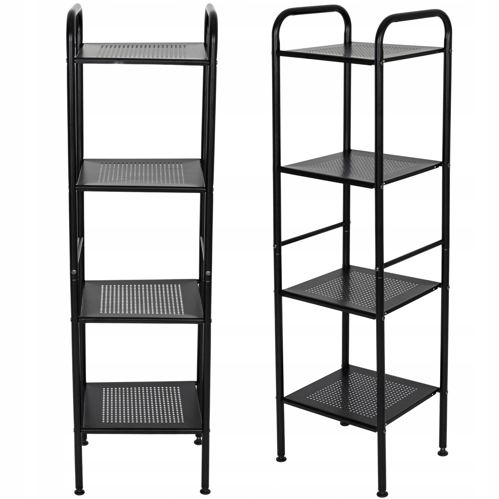 Regał łazienkowy słupek 4 półki mat stalowy metalowy czarny loft