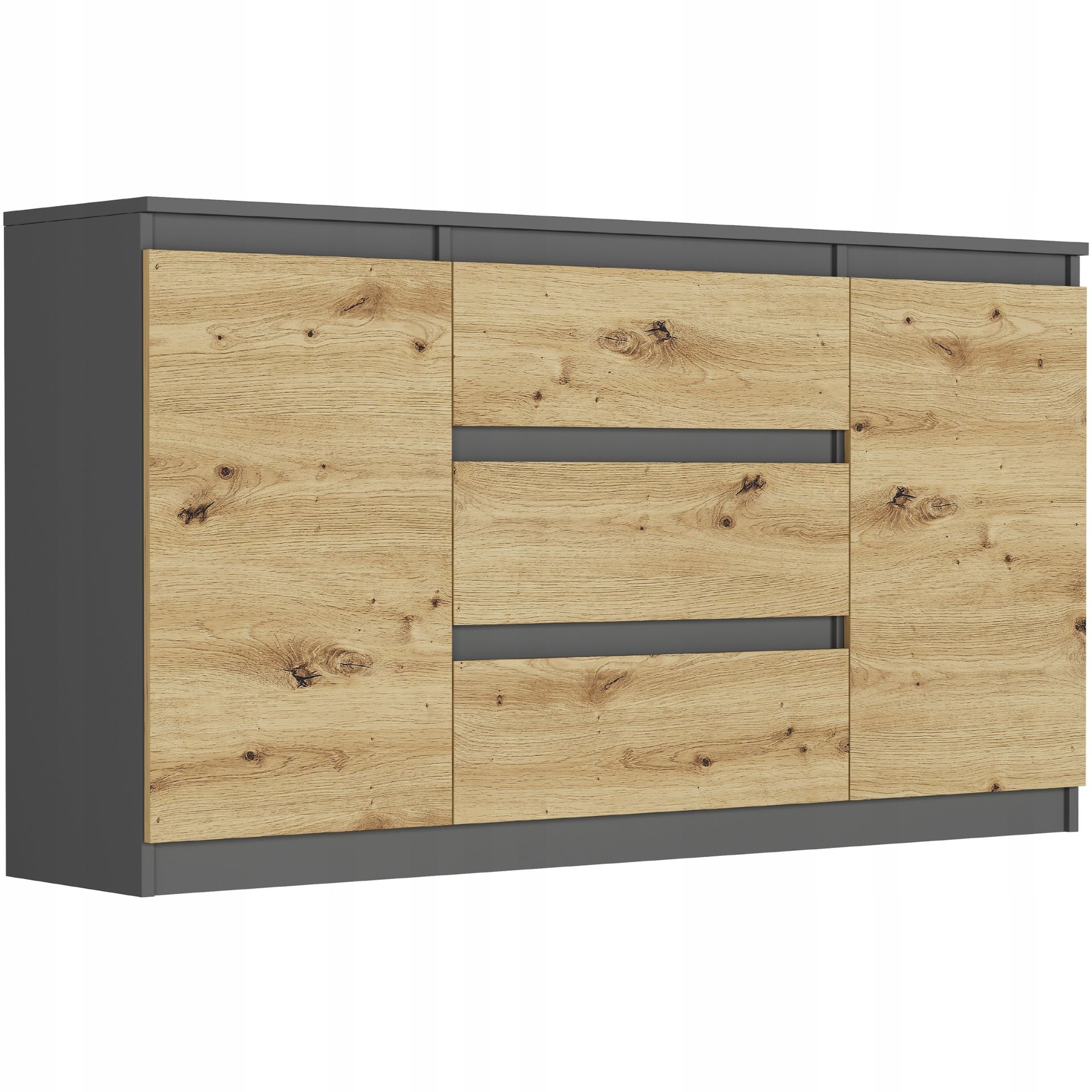 Komoda 140 Szafka 3 Szuflady 2 Półki Antracyt MIX Artisan R140S3