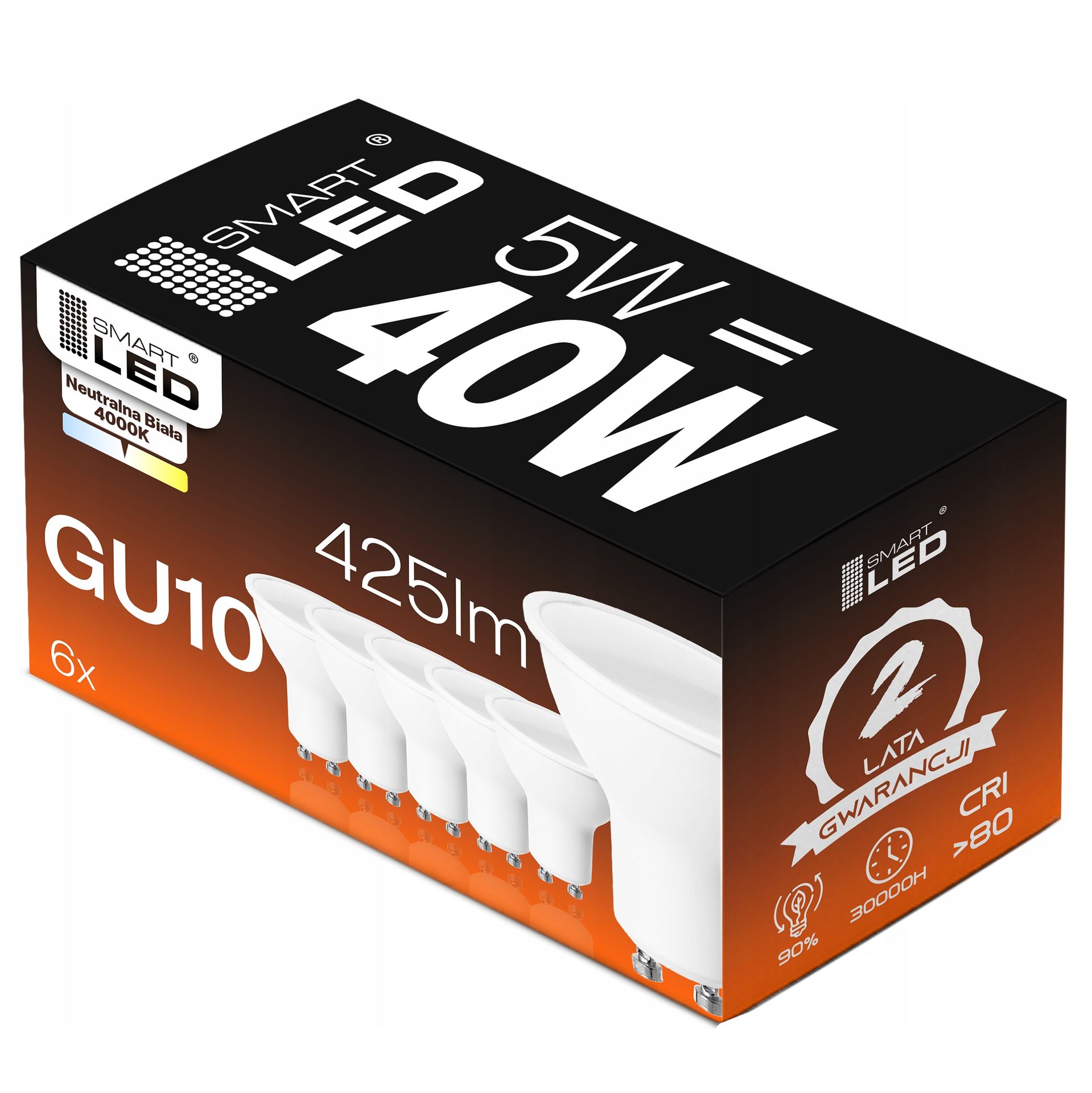 Żarówka GU10 Led 5W 40W Neutralna Biała Energooszczędna Nie Mruga CCD