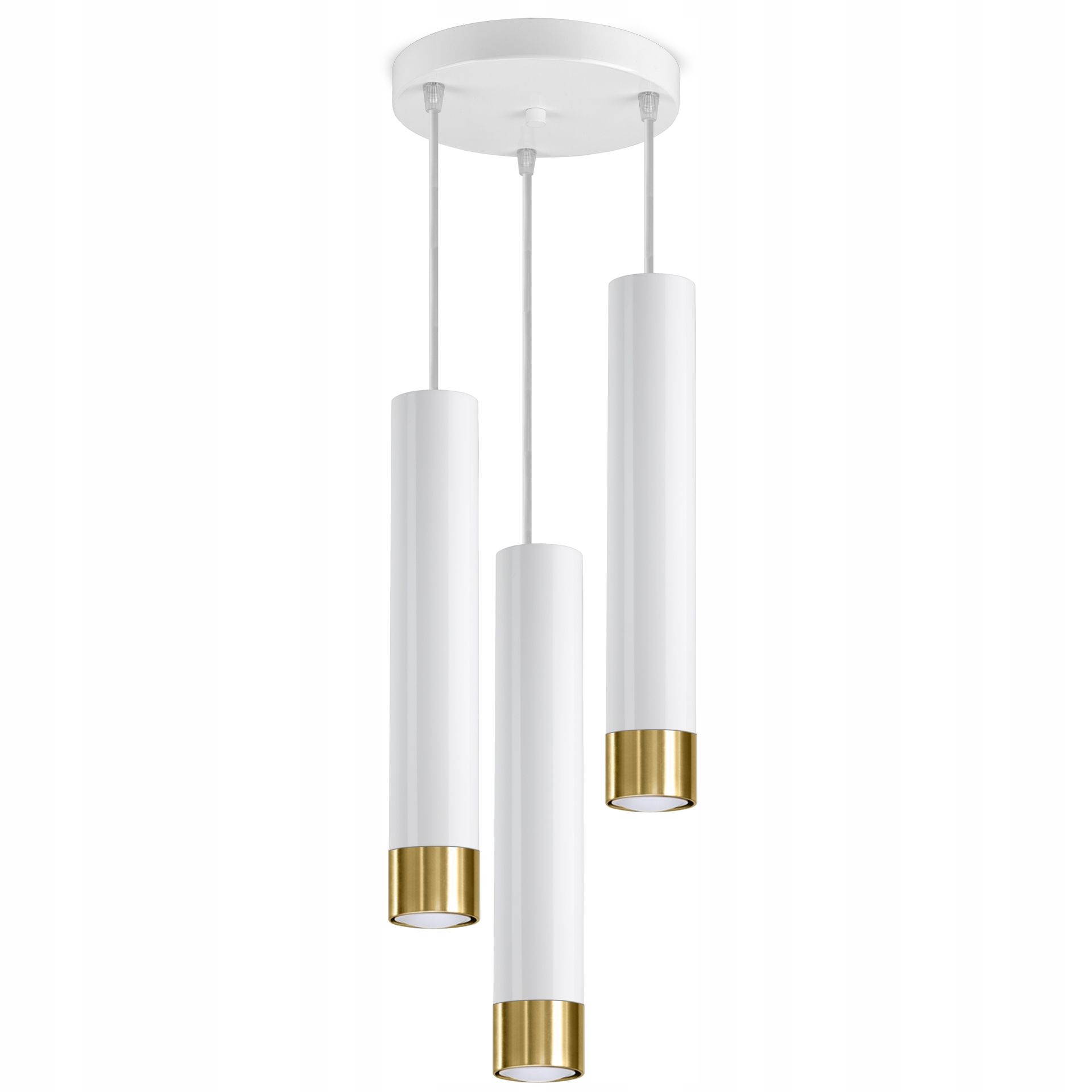 Lampa Wisząca Tuby Metal Biała Złota Led GU10