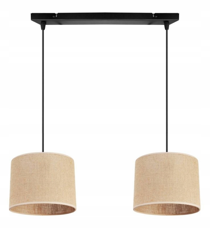 Lampa Wisząca Boho Podwójna Z Abażurem Z Juty Jutowy Beżowy 20CM Light Home