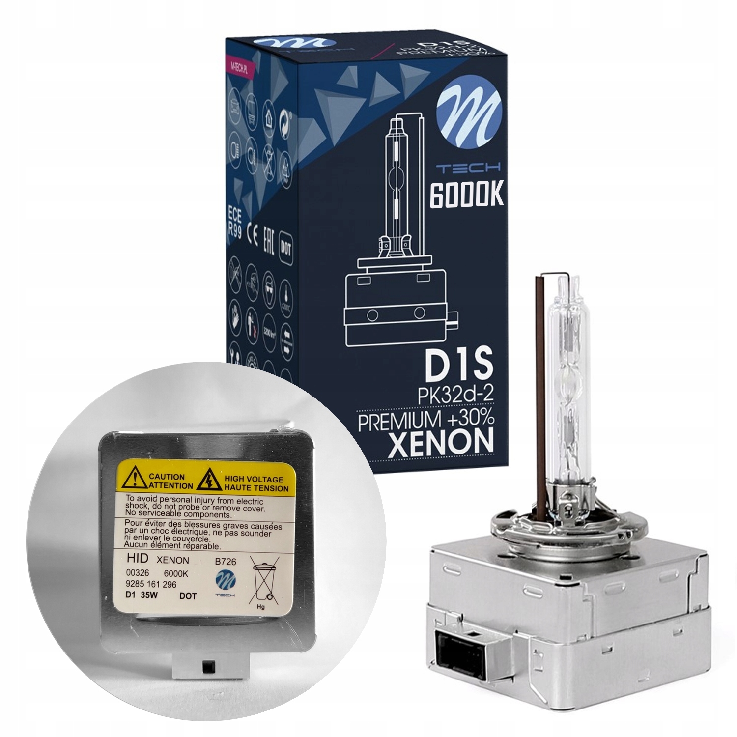 M-tech D1S Premium 6000K +30% Xenon Żarnik Palnik