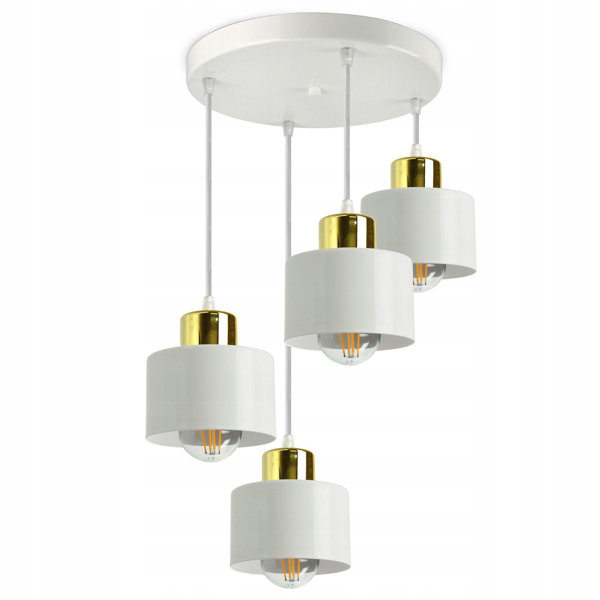 Lampa Sufitowa Żyrandol Biała Złota Roller EZ4 Led