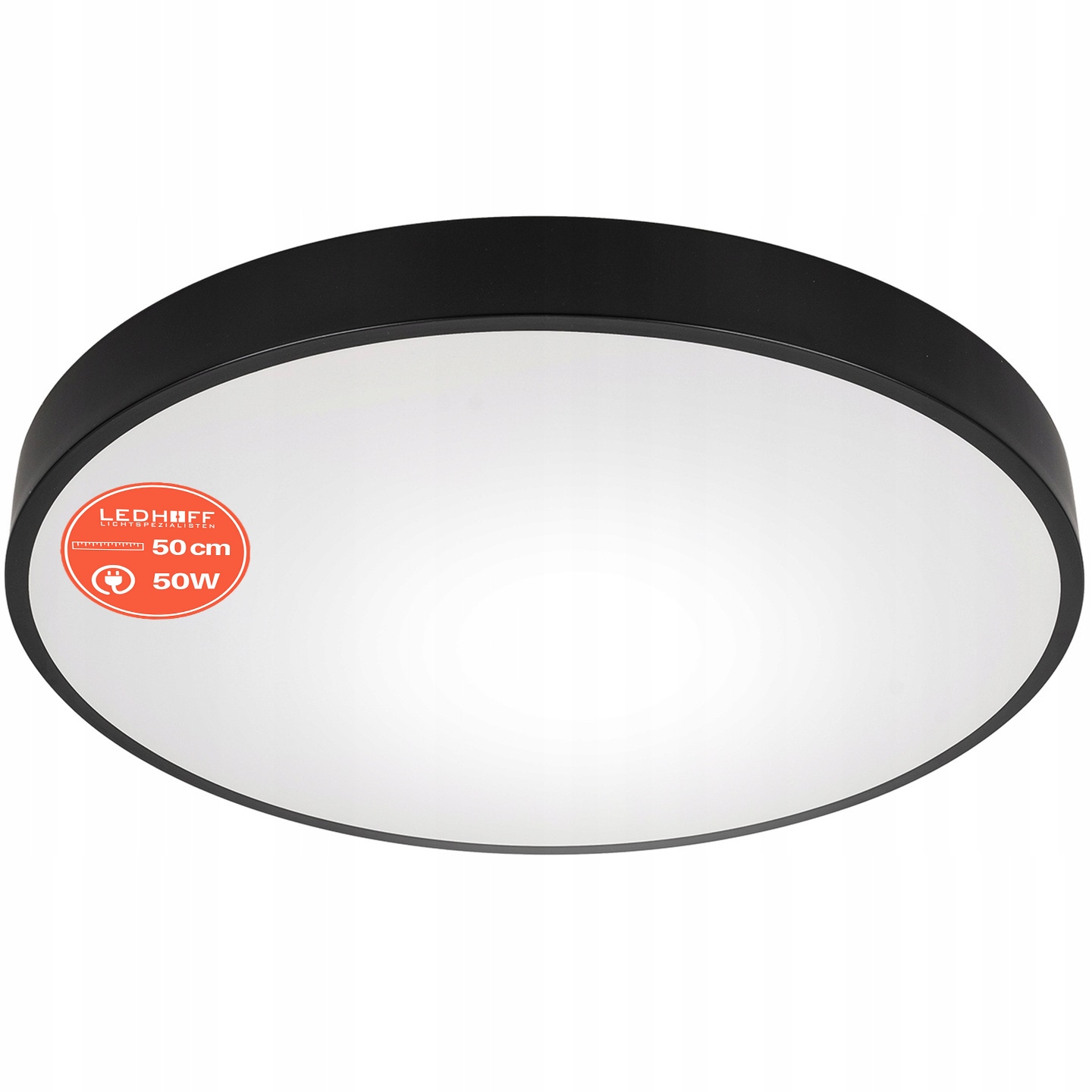 Plafon Led lampa sufitowa Duża 50CM okrągła czarna Panel mocny do pokoju