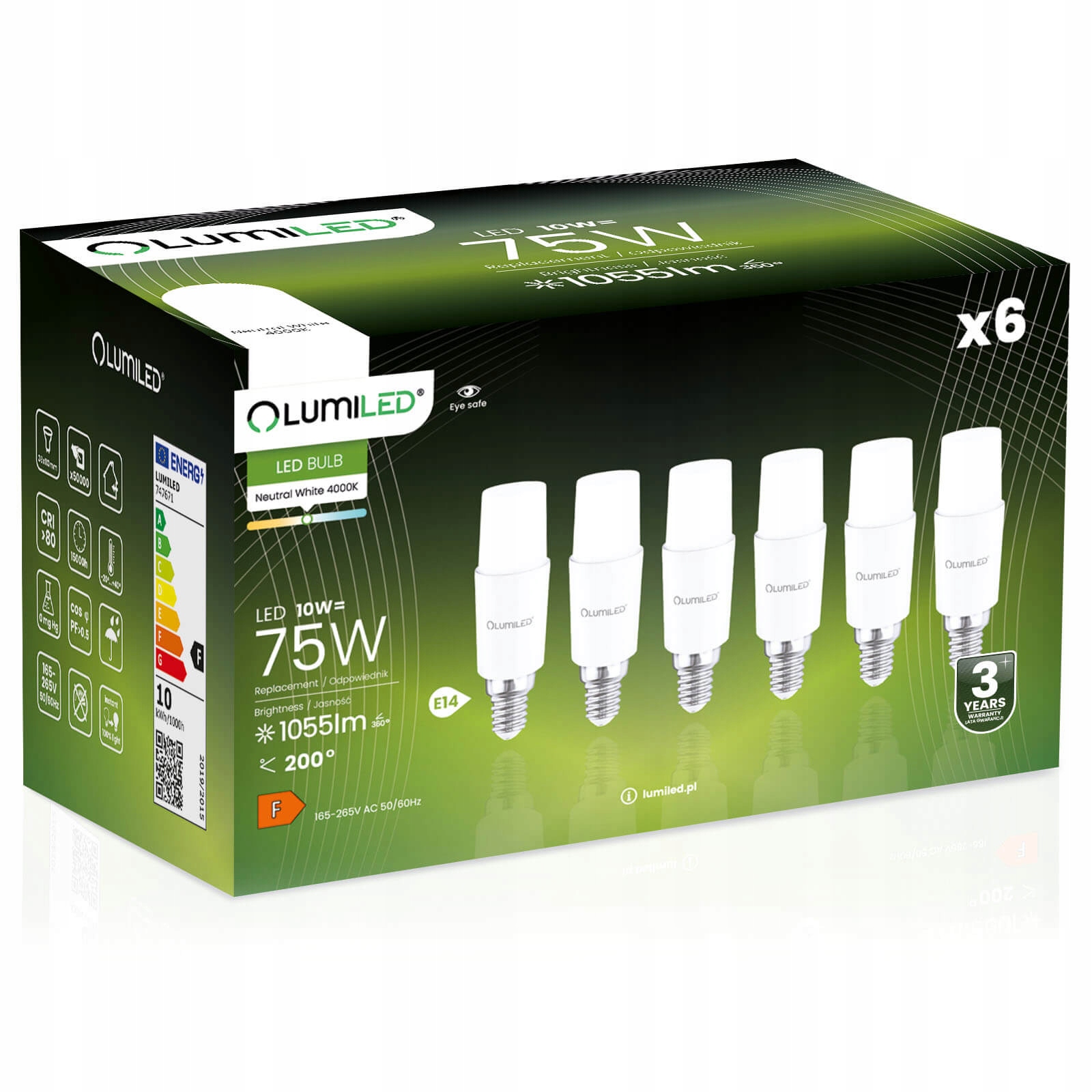 6x Żarówka Led Stick Tuba E14 10W 75W 1055lm 4000K Neutralna Tubularna