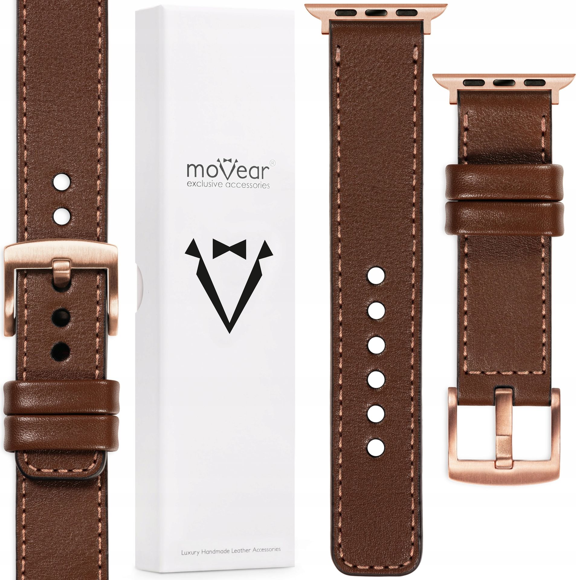 Pasek premium skórzany 22mm do Apple Watch 10 9 8 7 6 5 Se 42-40mm Movear