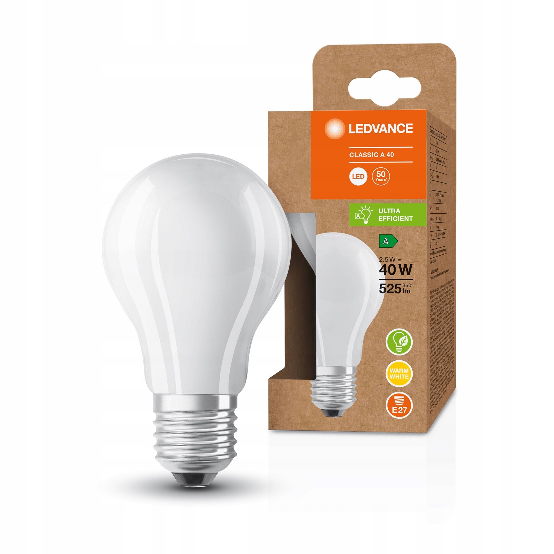 Żarówka Led 2,5W=40W 3000K E27 525lm Ledvance