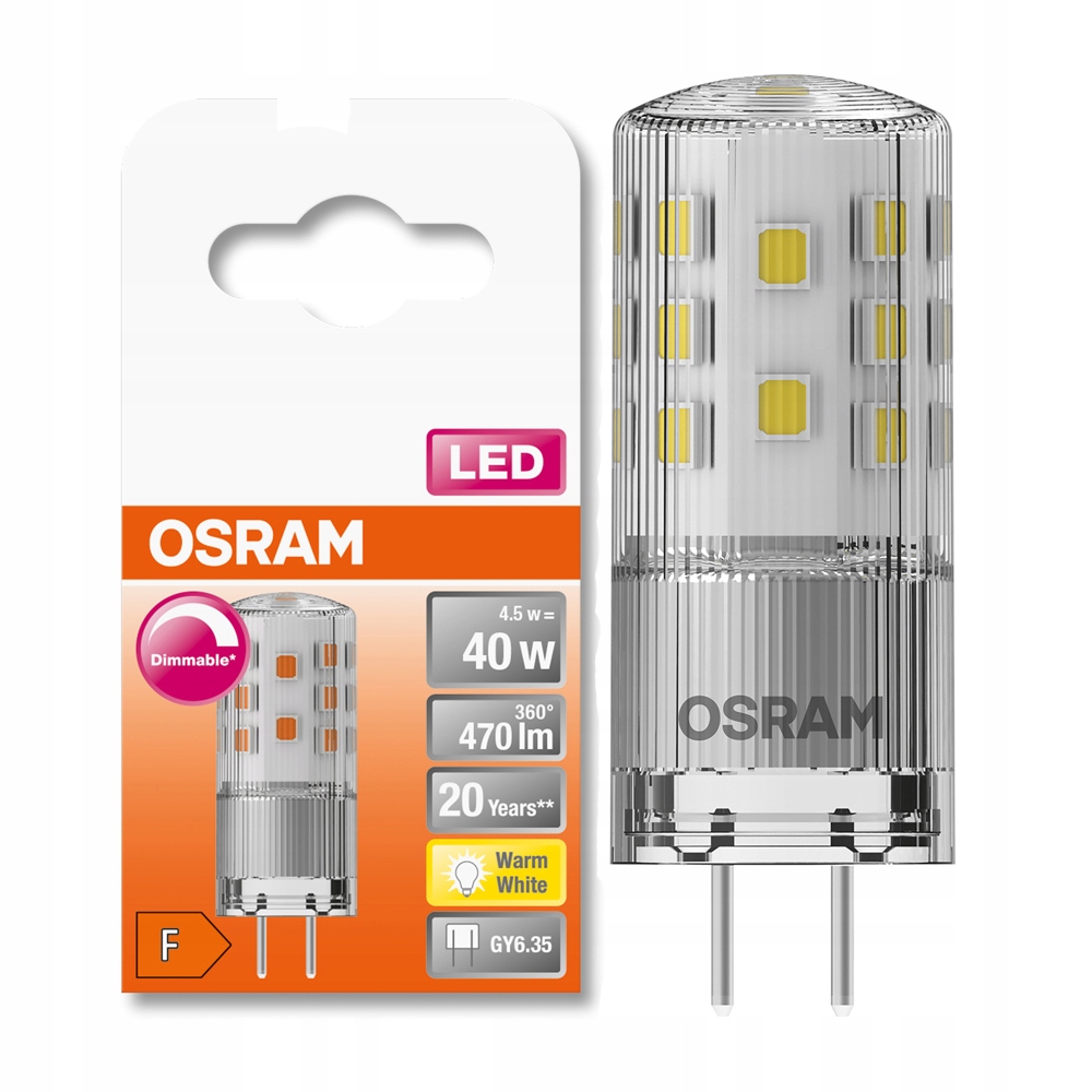 Żarówka Led Pin 4.5W 40W 2700K GY6.35 DIM Osram
