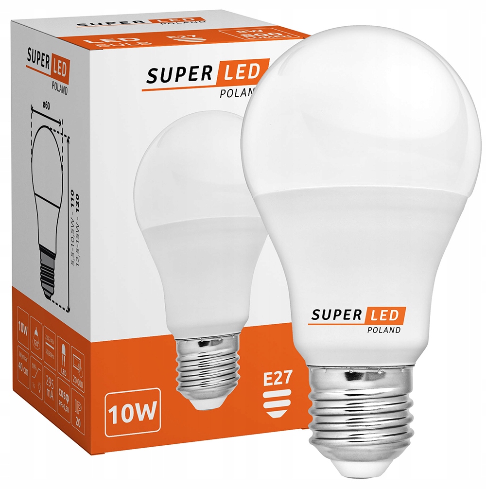 Żarówka Led E27 10W 1050lm biała neutralna Mocna Nie Mruga