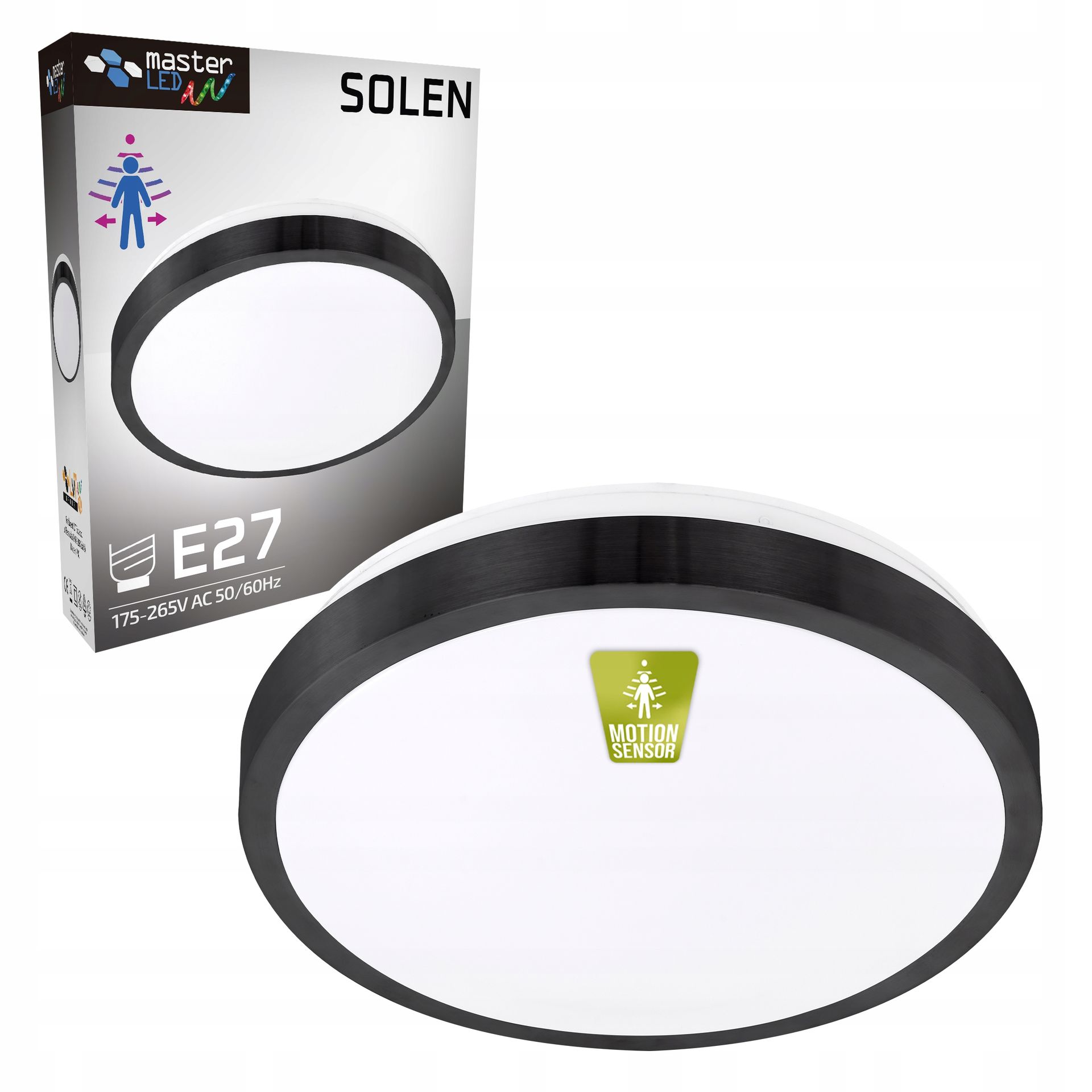 Plafon Led 2xE27 Natynkowy panel Czujnik Ruchu sufitowy