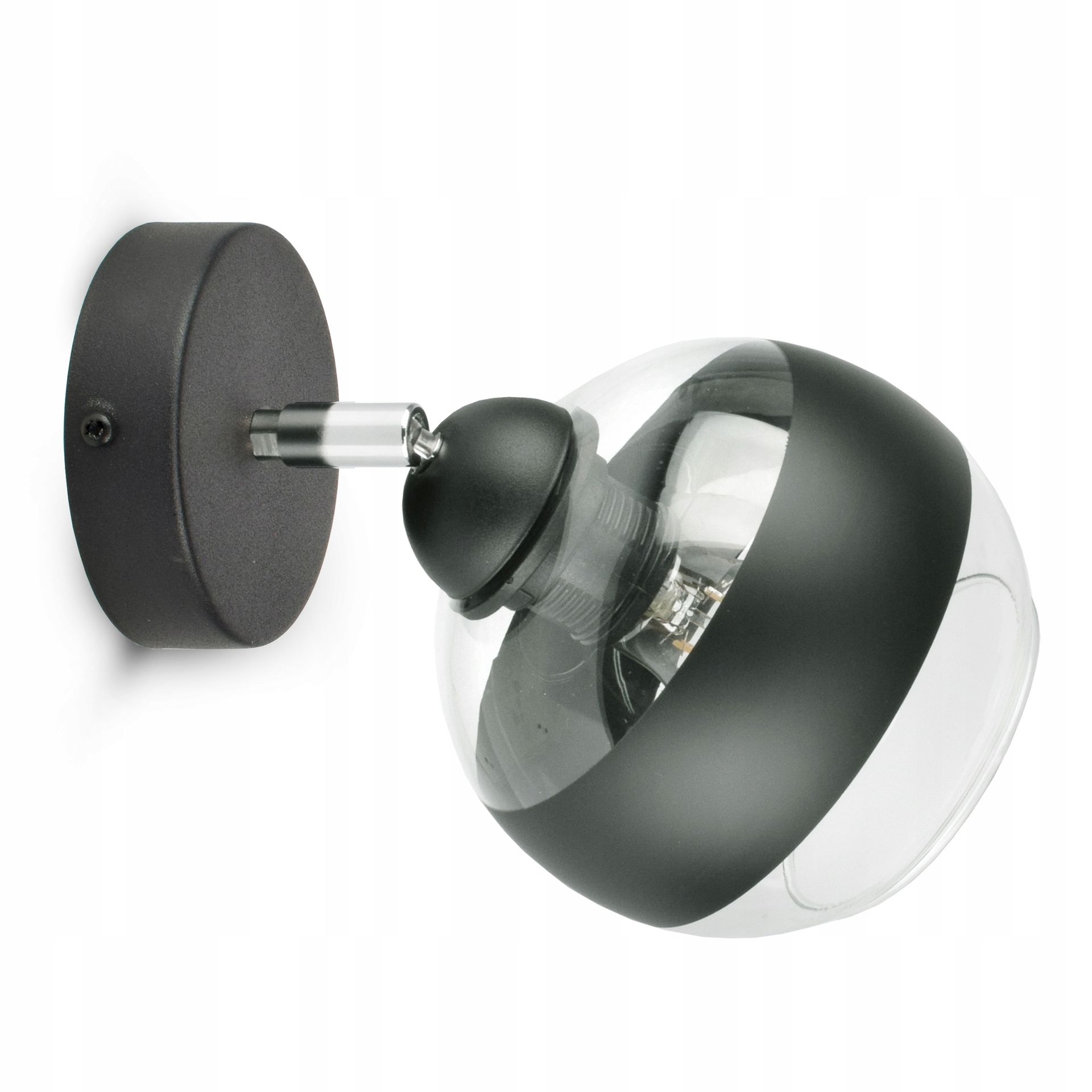 Lampa Ścienna Kinkiet Czarna Szklana Kula Black Belt KG1 Led E27
