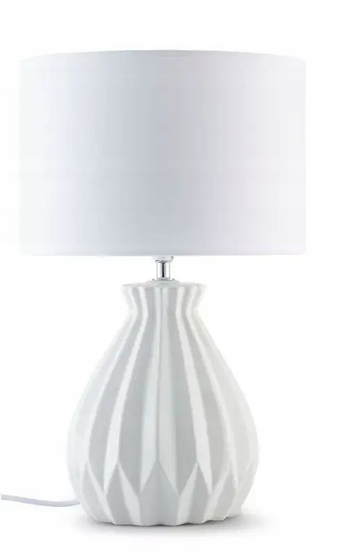 Lampka Nocna Biurkowa Stołowa Led Sypialni Biała Ceramiczna