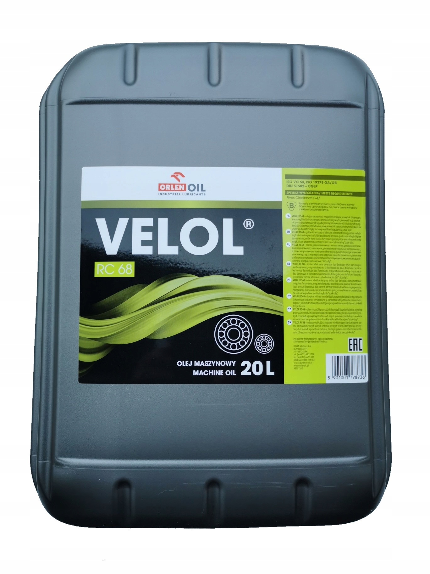 Orlen Oil Maszynowy Velol Rc 68 do prowadnic 20L