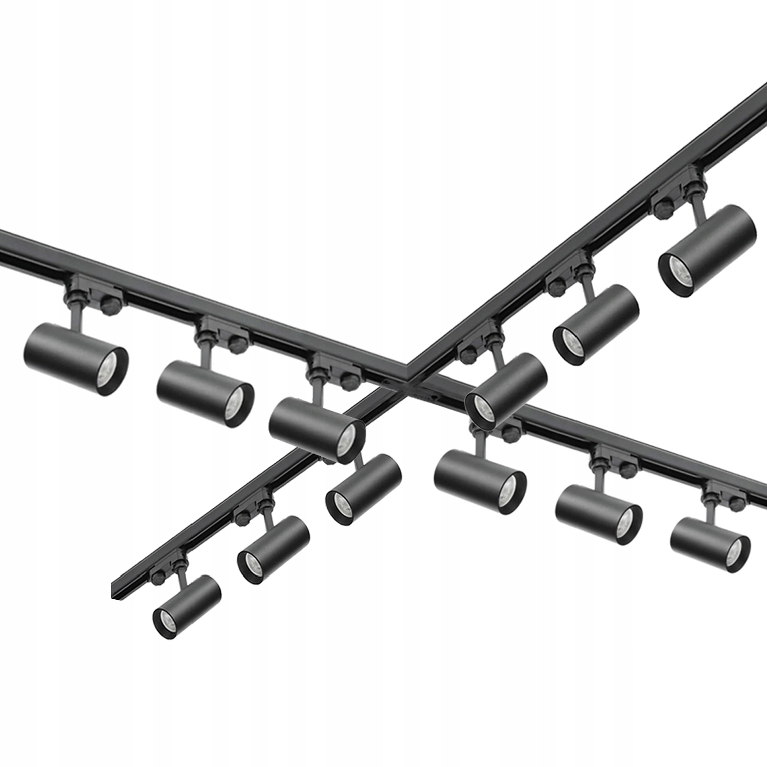 Zestaw szynowy 3 fazowy 12x Lampa GU10 +4x szyna 1m +łącznik X +3x zaślepka