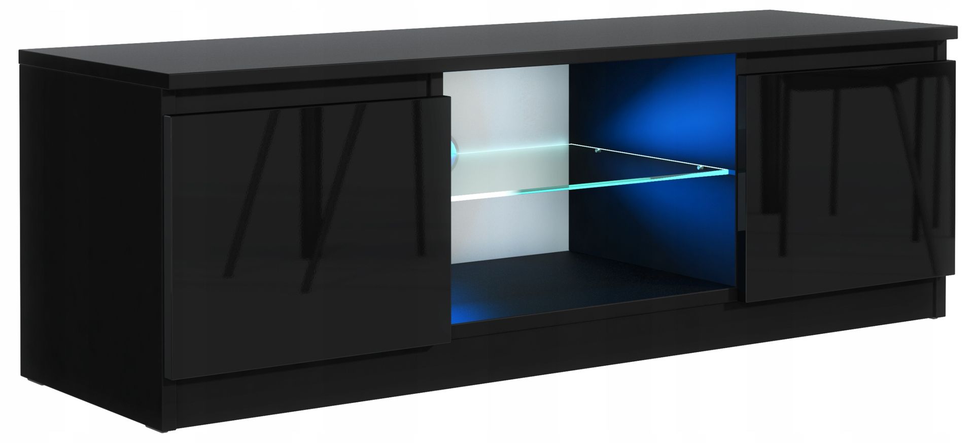 Szafka Rtv 120CM Stolik Czarny Wysoki Połysk Led