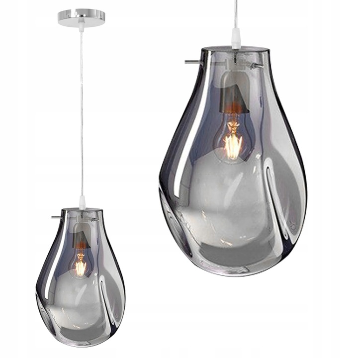 Lampa Sufitowa Szklana Skandynawska Srebrna