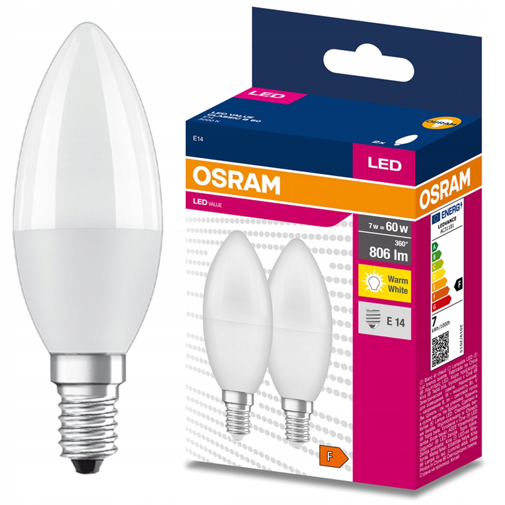 Żarówka Led 7W=60W E14 3000K 806lm Osram
