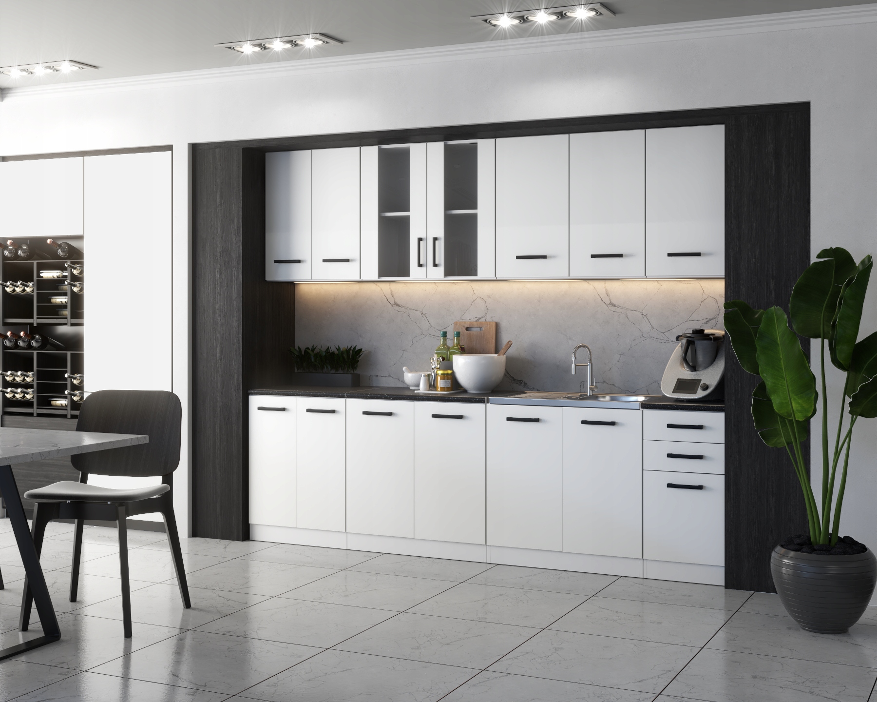 Meble Kuchenne Kuchnia Zestaw Szafki Modułowe Blat Jola 2,6M Biały Mat