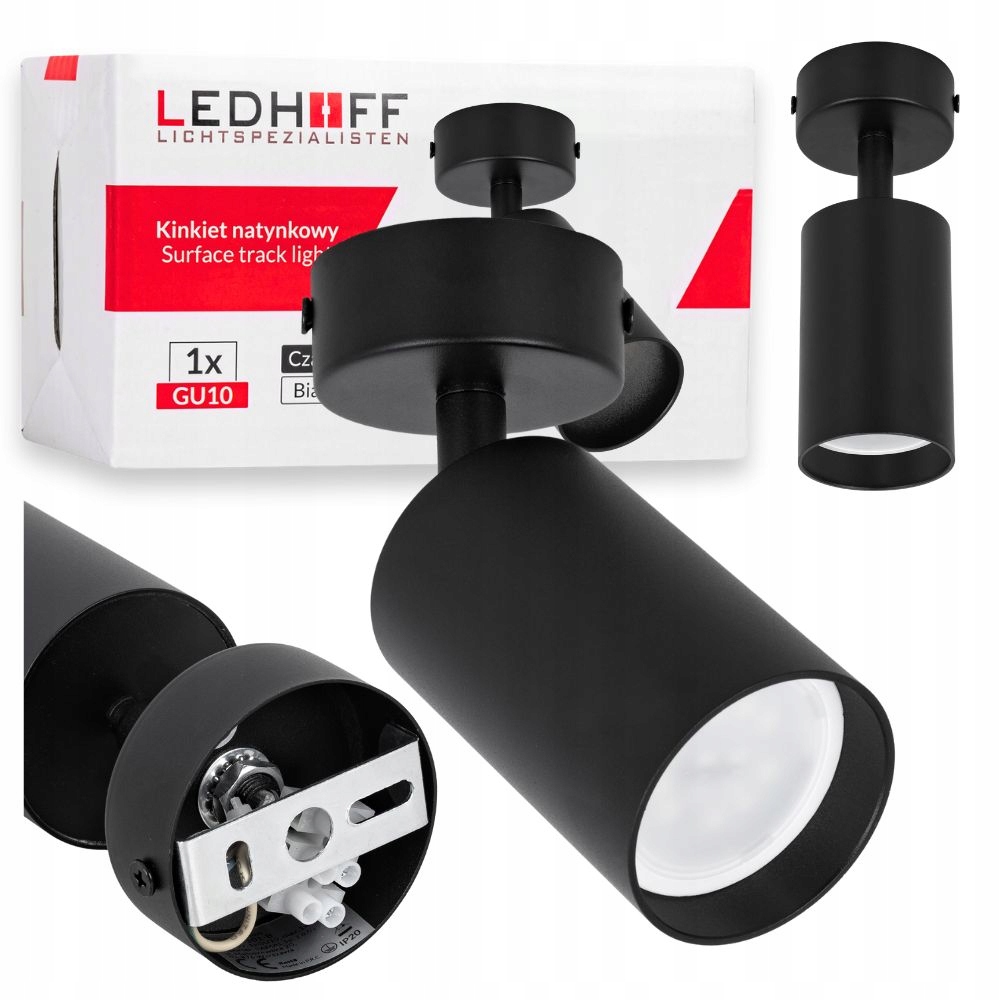 Lampa sufitowa kinkiet spot oprawa halogenowa GU10 Tuba na ścianę Czarna