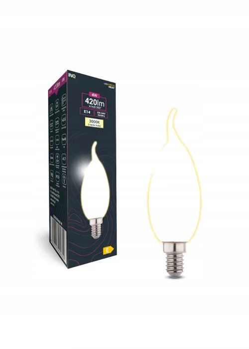 Żarówka Mleczna Matowa Led Płomyk E14 230V 4W Ww