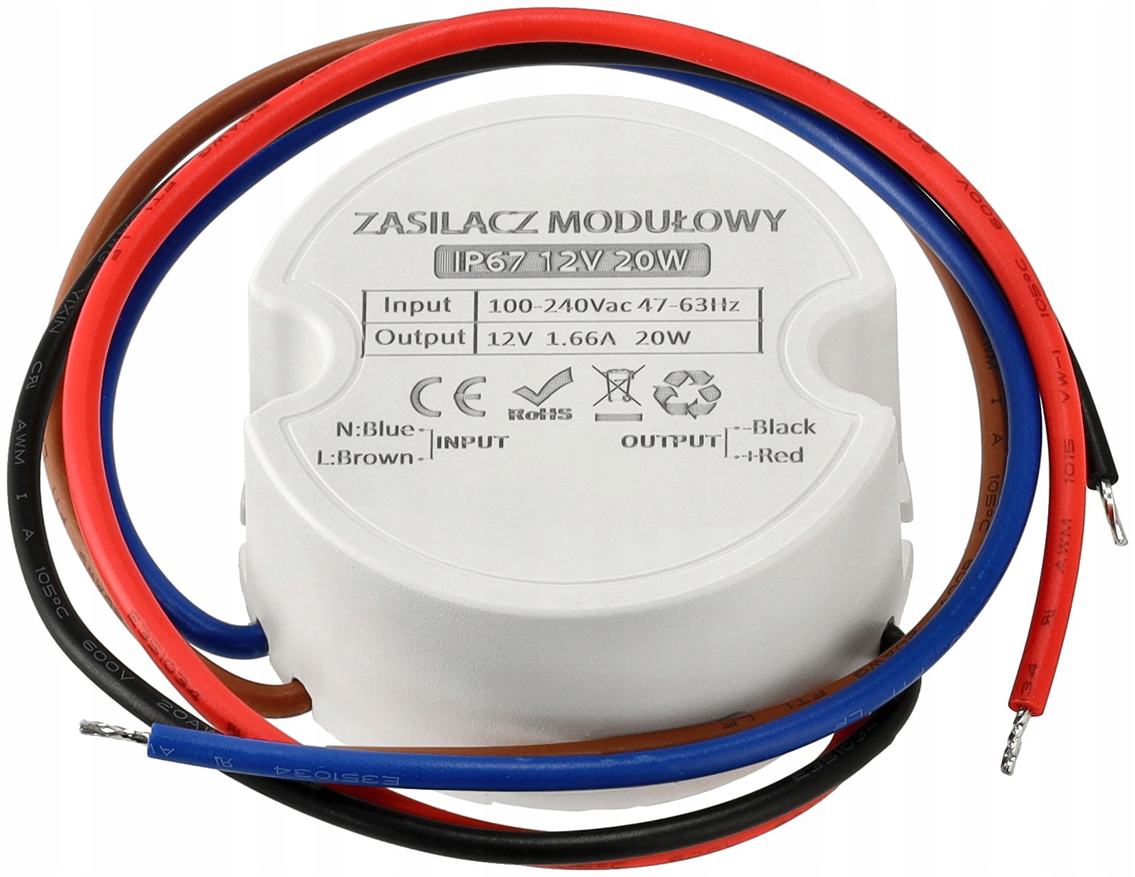 Zasilacz Led Do Puszki 20W Wodoodporny IP67 1.66A Transformator Dopuszkowy