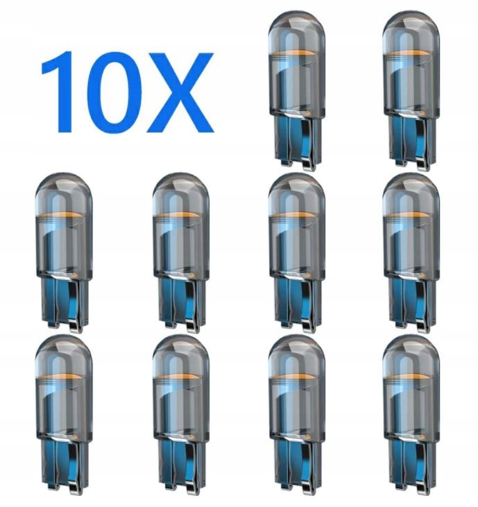 10x Żarówka W5W T10 Led Cob 360 mocna zimna biała