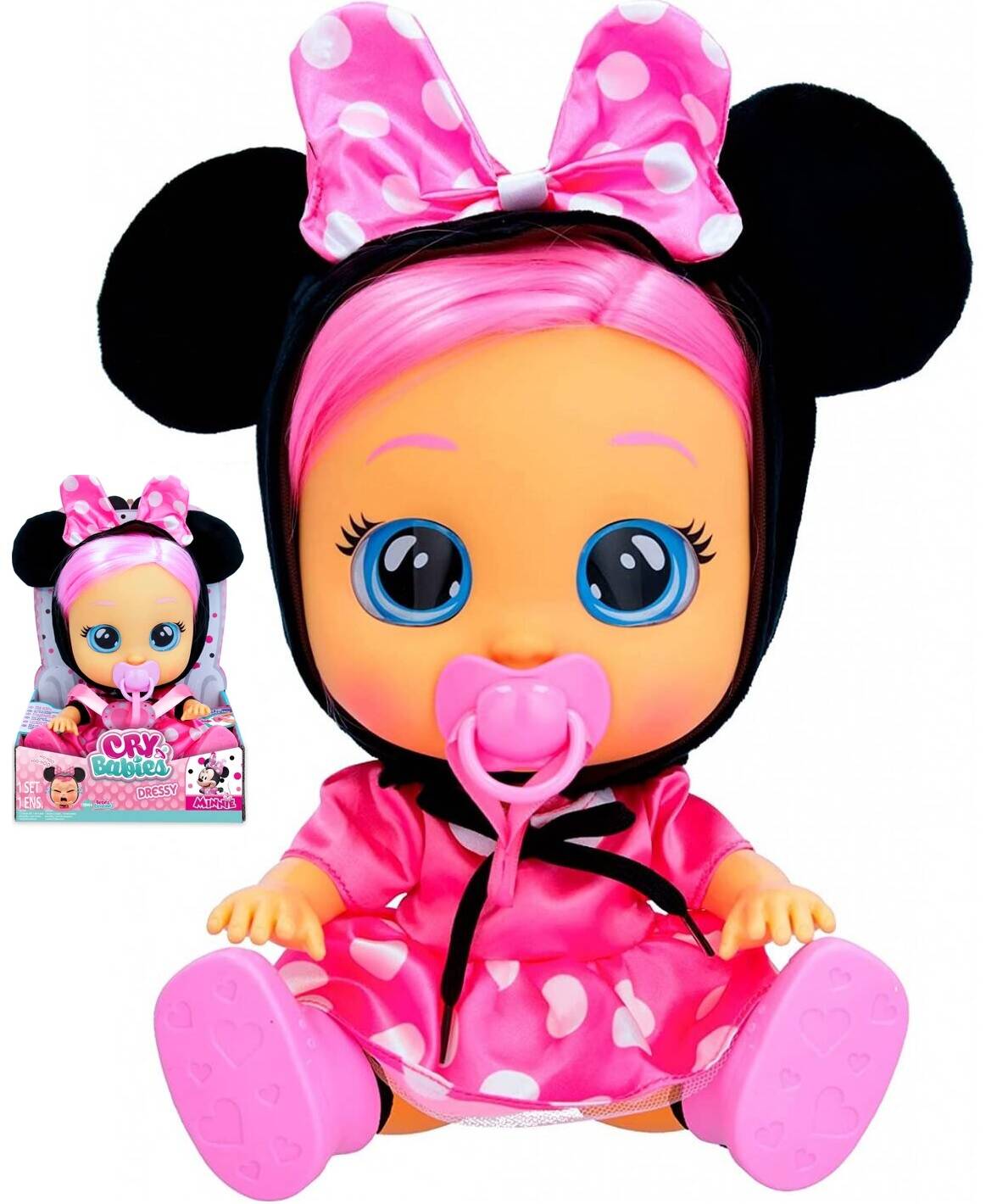 Cry Babies Lalka Myszka Minnie Dressy Płaczący Bobas Włosy