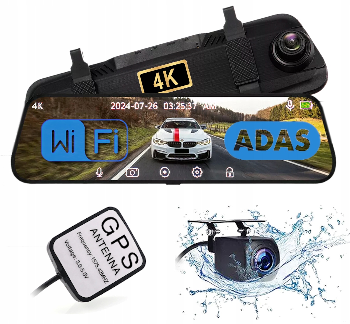 Kamera Cofania Sony Rejestrator Qhd Lusterko Gps
