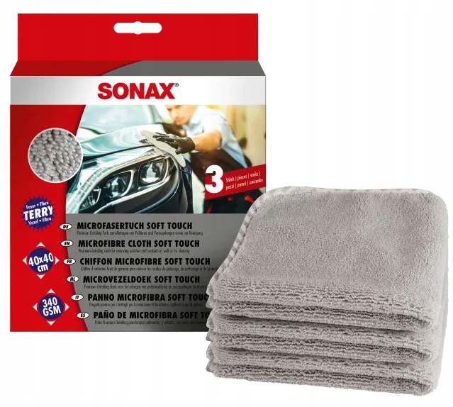 Sonax Delikatne Ściereczki Z Mikrofibry 40x40 CM 3 Szt.