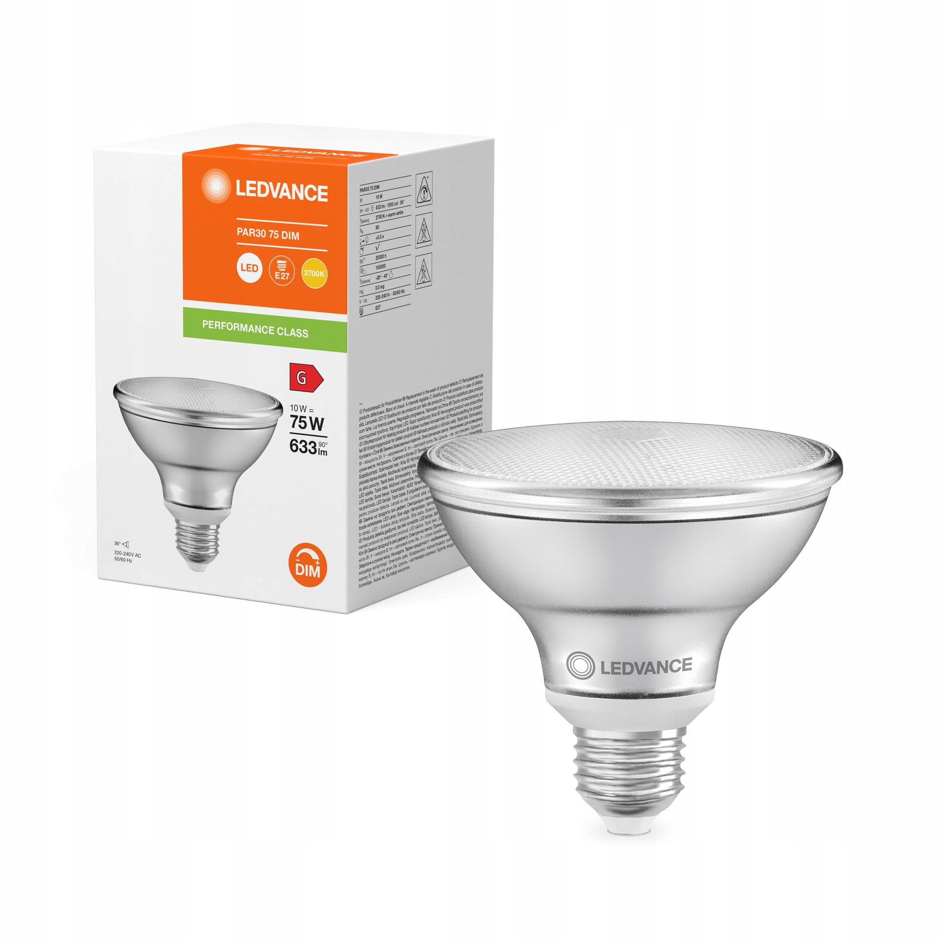 Żarówka Led PAR30 10W 75W 633lm E27 36st Osram DIM